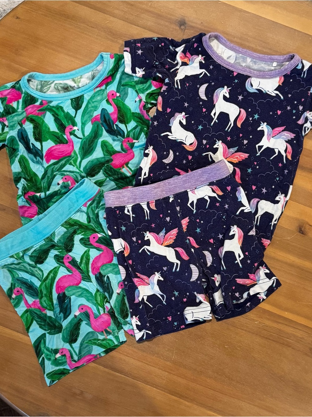 Little Sleepies Pink Flamingo & Purple Unicorn Pajama bundle Size 2T